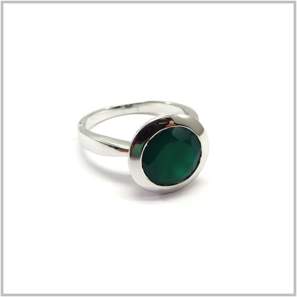 AN8.296 Green Agate Ring Sterling Silver