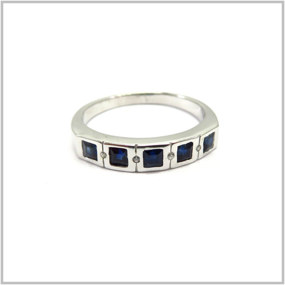 AN8.324 Blue Sapphire Ring Sterling Silver