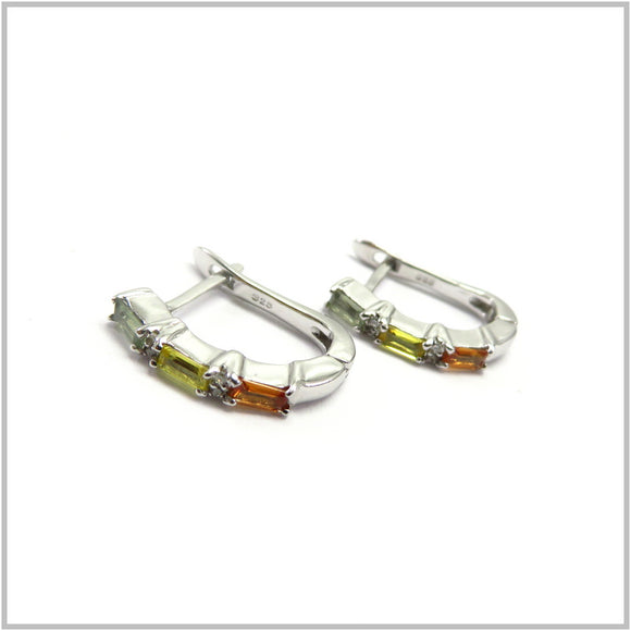 AN8.32 Multi-colored Sapphire Earrings Sterling Silver
