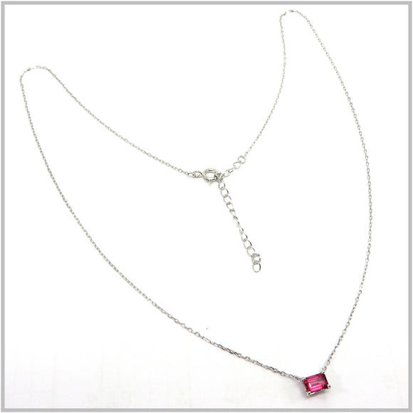 AN8.347 Pink Topaz Necklace Sterling Silver