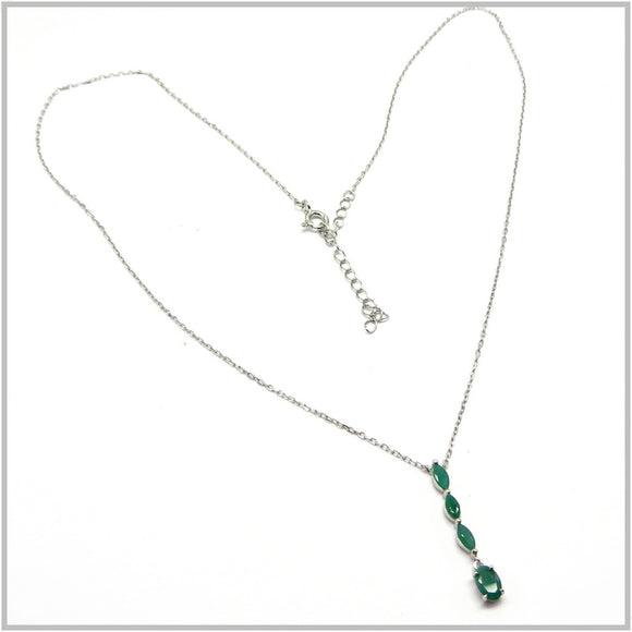 AN8.349 Emerald Necklace Sterling Silver