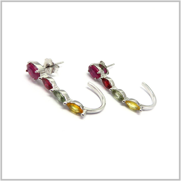 AN8.350 Multi-Colored Sapphire Earrings Sterling Silver