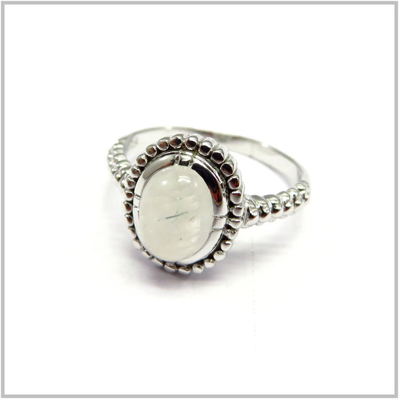AN8.83 Rainbow Moonstone Ring Sterling Silver