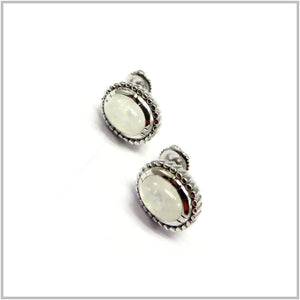 AN8.84 Rainbow Moonstone Earrings Sterling Silver