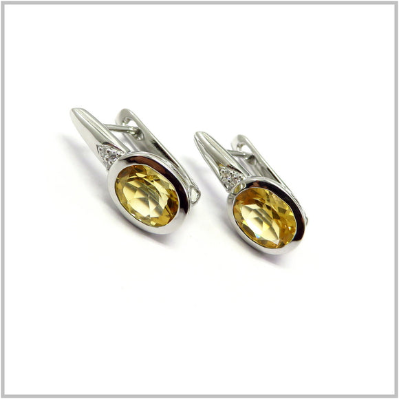 AN8.8 Citrine Earrings Sterling Silver
