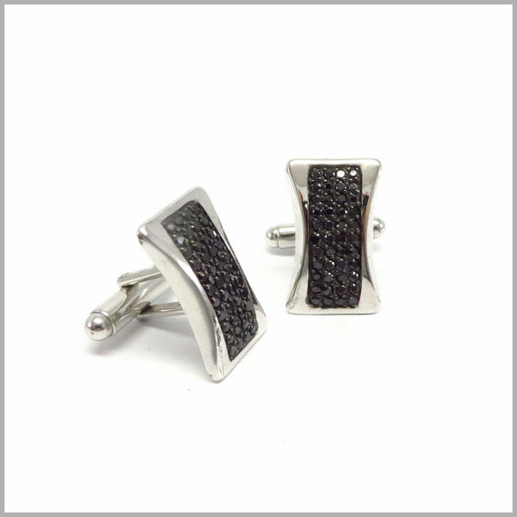 FM10.17 Black Cubic Zirconia Silver Cufflinks