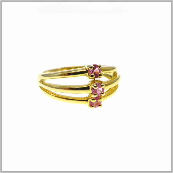 HG29.147 Pink Tourmaline Gold Plated Sterling Silver Ring