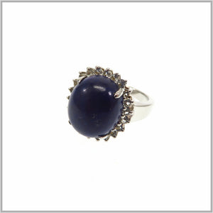 HG29.33 Lapis Lazuli and White Topaz Sterling Silver Ring