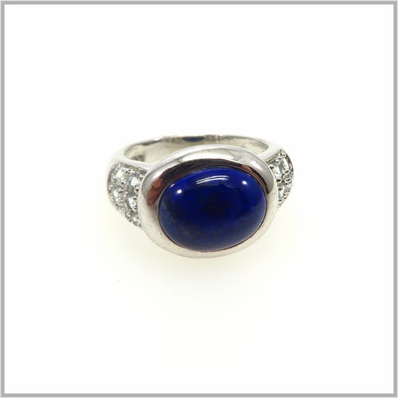 HG29.80 Lapis Lazuli & White Topaz Sterling Silver Ring