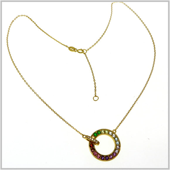 HG31.13 Rainbow Semi-precious Necklace Gold Plated Sterling Silver
