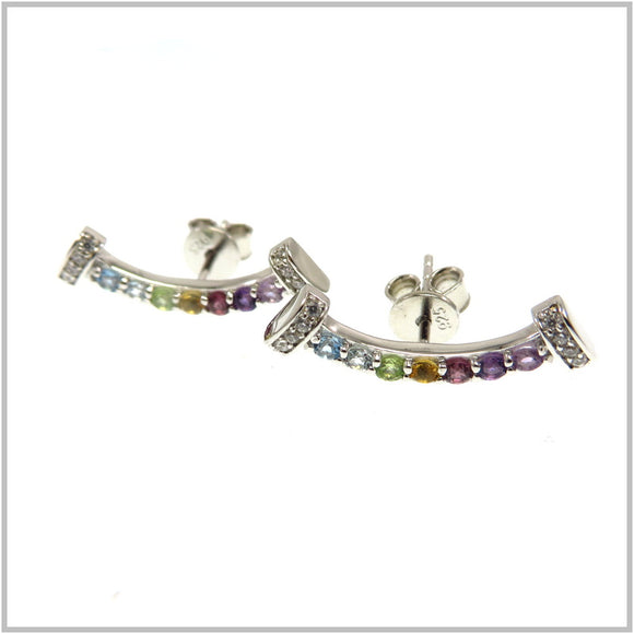 HG31.30 Multi Colored Stone Earrings Sterling Silver