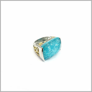 LG15.2 Amazonite Crystal, Silver & Gold Ring