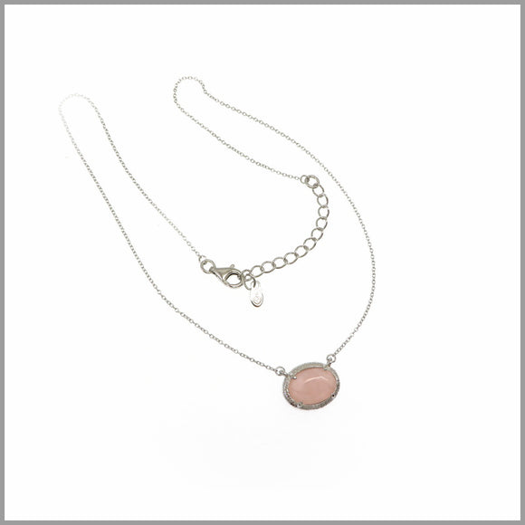 LG21.30 Rose Quartz Silver Necklace
