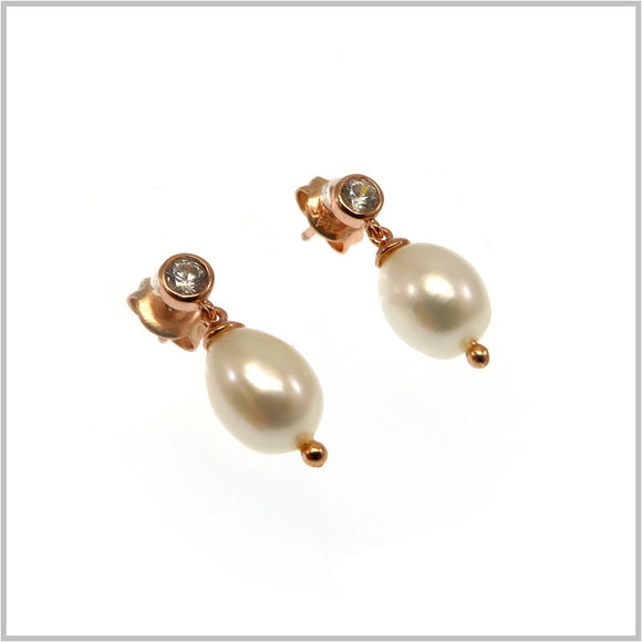 PS10.149 Rose Gold Plated Pearl Earrings