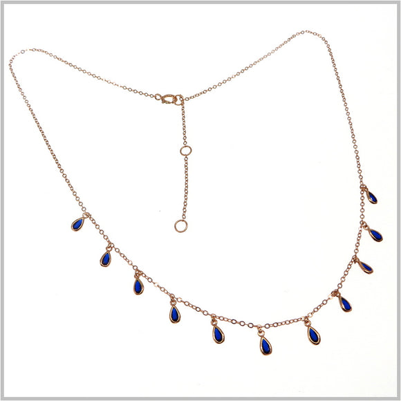 PS10.48 Rose Gold Plated Blue Cubic Zirconia Necklace