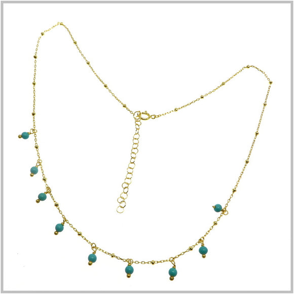 PS11.124 Turquoise Gold Plated Sterling Silver Necklace