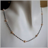 PS11.131 Freshwater Pearl Turquoise Rose Gold Plated Sterling Silver Necklace