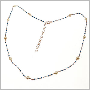 PS11.131 Freshwater Pearl Turquoise Rose Gold Plated Sterling Silver Necklace
