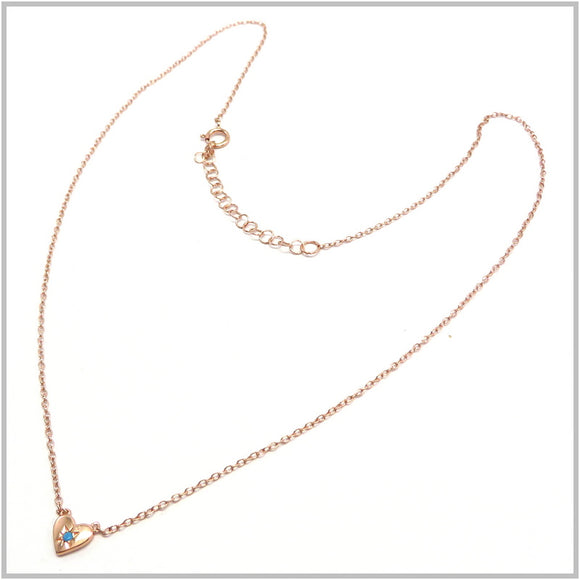 PS12.102 Heart Rose Gold Plated Sterling Silver Necklace