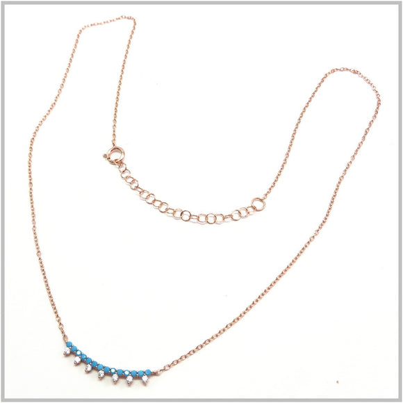 PS12.105 Boho Rose Gold Plated Sterling Silver Necklace