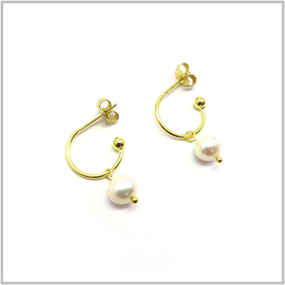 PS12.107 Freshwater Pearl Gold Plated Sterling Silver Earrings
