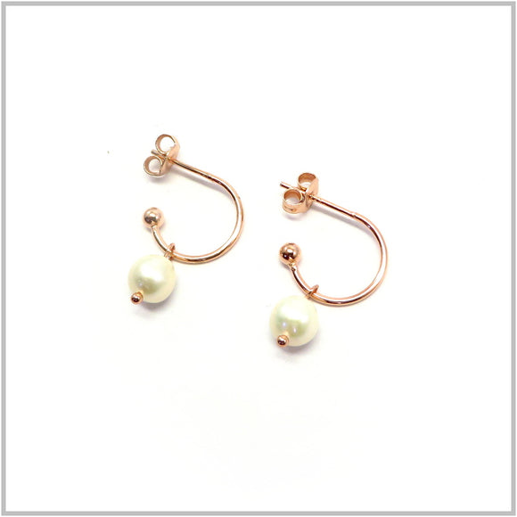 PS12.108 Freshwater Pearl Rose Gold Plated Sterling Silver Earrings