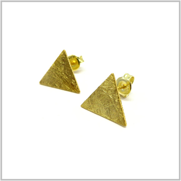 PS12.116 Triangle Gold Plated Sterling Silver Stud Earrings