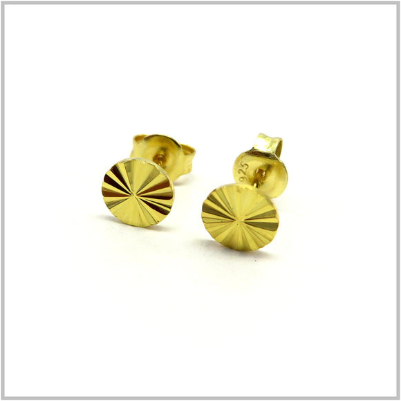 PS12.119 Round Gold Plated Sterling Silver Stud Earrings