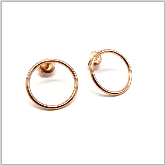 PS12.126 Circle Rose Gold Sterling Silver Earrings