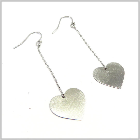 PS12.127 Hanging Heart Sterling Silver Earrings