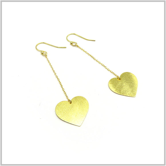 PS12.128 Hanging Heart Gold Plated Sterling Silver Hook Earrings
