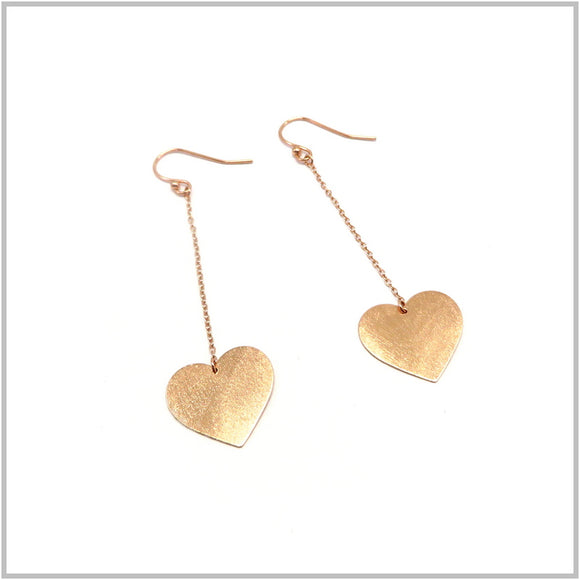 PS12.129 Hanging Heart Rose Gold Plated Hook Earrings