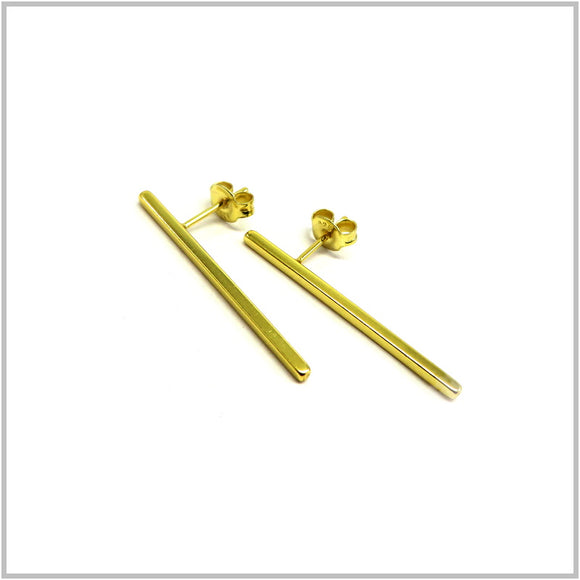 PS12.131 Sterling Silver Gold Plated Stick Earrings