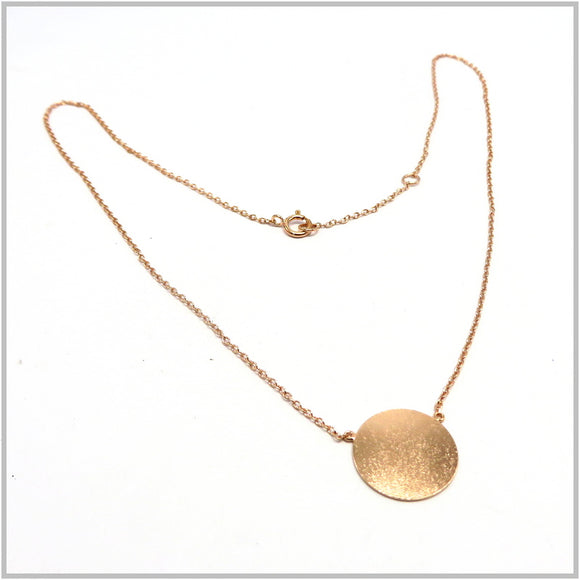 PS12.141 Disc Rose Gold Plated Sterling Silver Necklace
