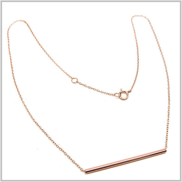 PS12.144 Loose Bar Rose Gold Plated Sterling Silver Necklace