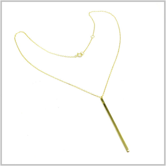 PS12.146 Single Bar Gold Plated Sterling Silver Necklace