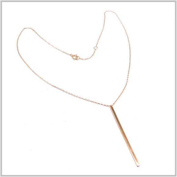 PS12.147 Single Bar Rose Gold Plated Sterling Silver Necklace
