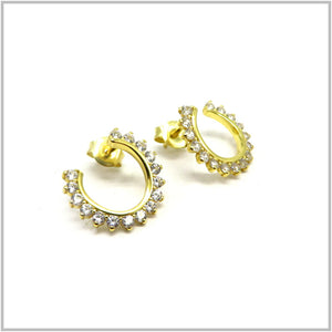 PS12.26 Cubic Zirconia Gold Plated Sterling Silver Earrings