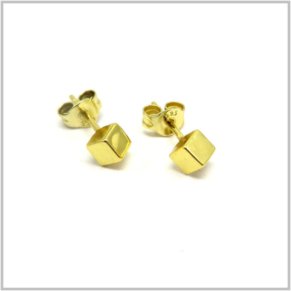 PS12.38 Cubic Gold Plated Sterling Silver Stud Earrings