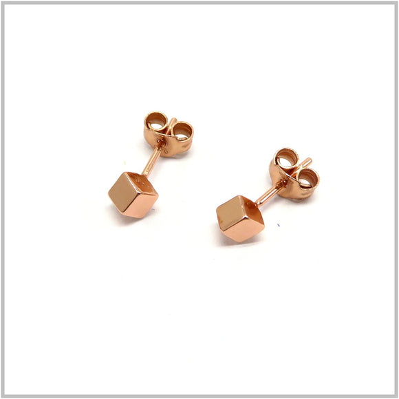 PS12.39 Cubic Rose Gold Plated Sterling Silver Stud Earrings