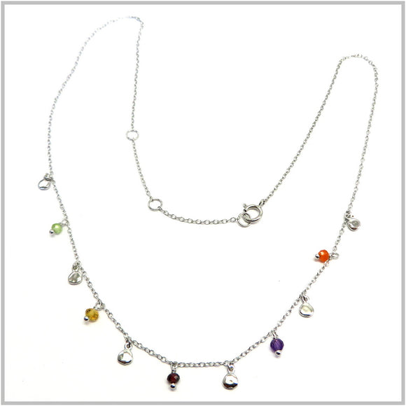 PS12.55 Multi-Colored Gem Sterling Silver Necklace