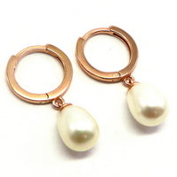 PS12.6 Freshwater Pearl Rose Gold Plated Sterling Silver Earrings