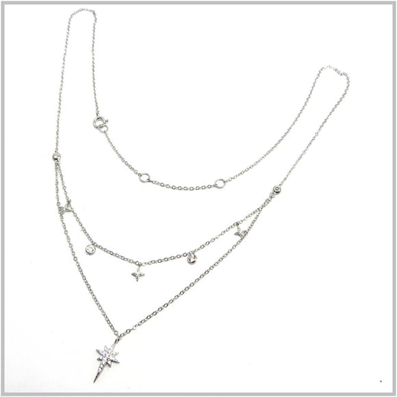 PS12.70 Star Double Silver Sterling Silver Necklace