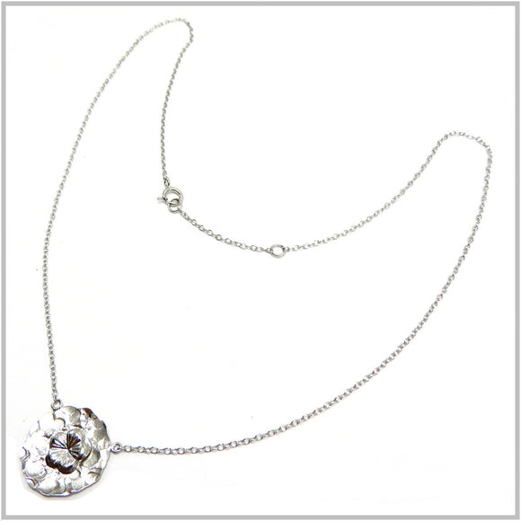 PS12.79 Flower Disc Sterling Silver Necklace