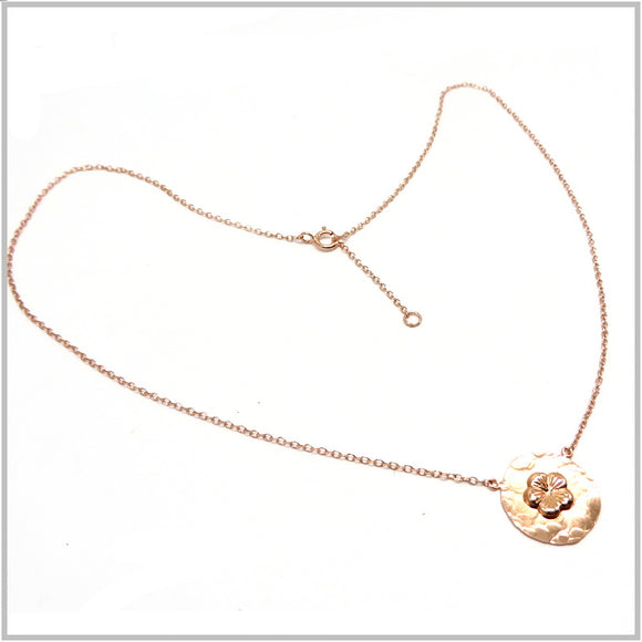 PS12.81 Disc Flower Rose Gold Plated Sterling Silver Necklace