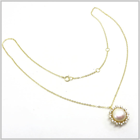 PS12.87 Freshwater Pearl Necklace Gold Plated Sterling Silver