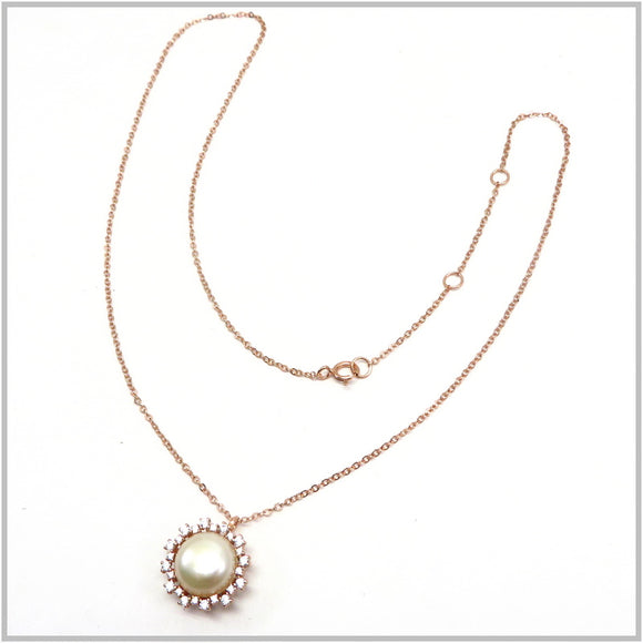 PS12.89 Freshwater Pearl Rose Gold Plated Sterling Silver Necklace