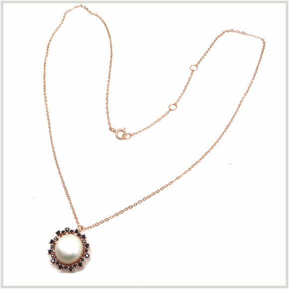 PS12.90 Freshwater Pearl Rose Gold Plated Sterling Silver Necklace