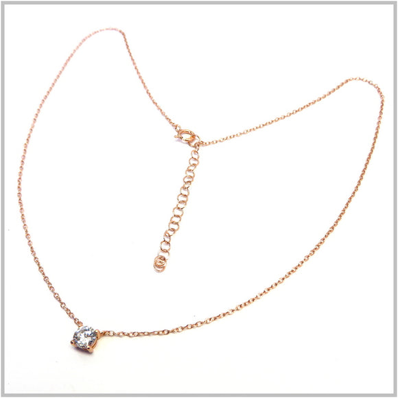 PS12.93 Cubic Zirconia Rose Gold Plated Sterling Silver Necklace