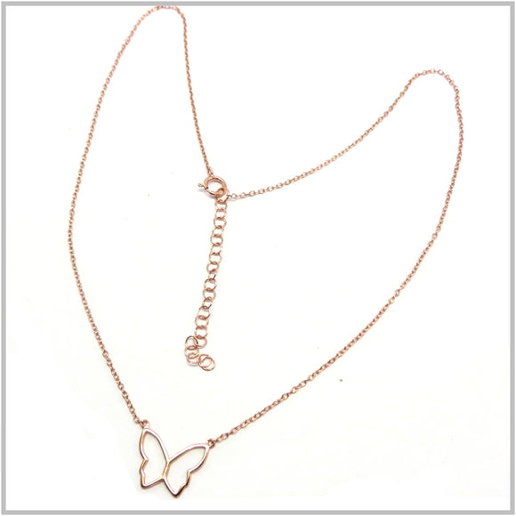 PS12.99 Butterfly Rose Gold Plated Sterling Silver Necklace